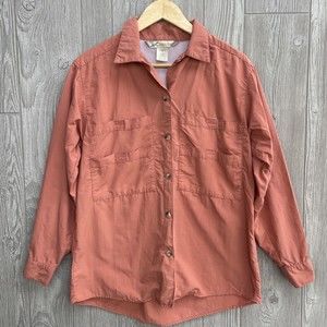 TRAVELSMITH Dusty Pink Long Sleeve Lightweight Mesh Shirt Blouse Womens Sz Small